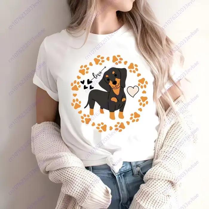Teckel teckel drôle mignon chien Animal T-Shirt femmes à manches courtes mode d'été T-Shirt décontracté mode T-Shirt col rond hauts