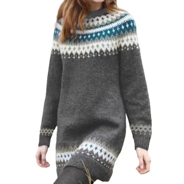Pull long élégant en maille pour femme