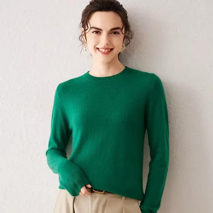 Pull en cachemire pur pour femme col ras du cou manches longues chaud doux tricoté nouvelle collection automne hiver 2025 occasions spéciales