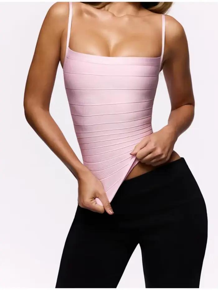 Élégant Haut Camisole Froncé Couleur Unie pour Femme