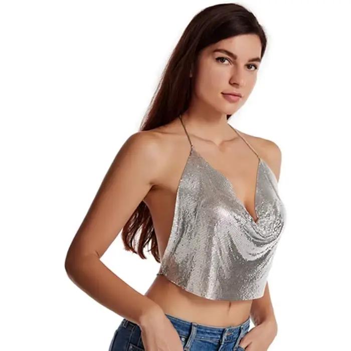 Débardeur à paillettes scintillantes pour femmes