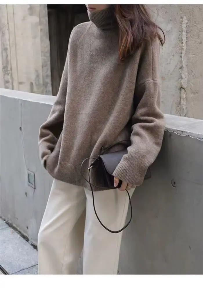 Pull en cachemire à col roulé pour femme