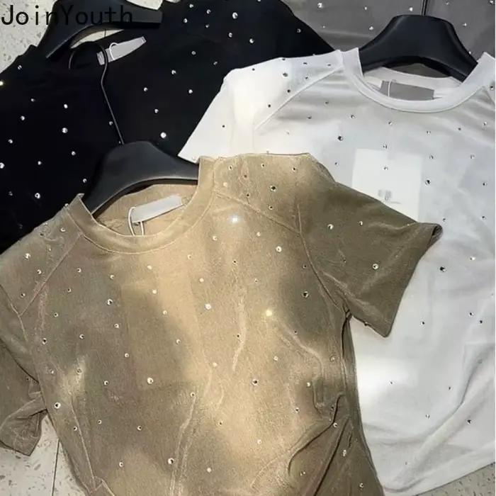 Haut à paillettes diamant décontracté chic et sexy pour femmes junior occasions spéciales années 2000 Y2K