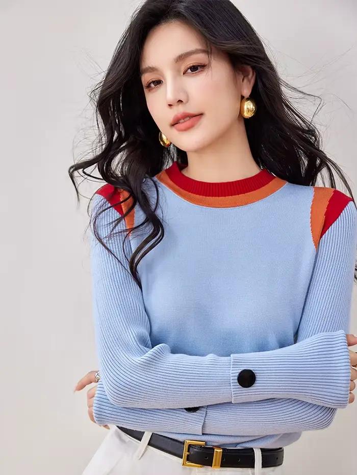 Pull à Col Rond et Manches sulfpour Femme