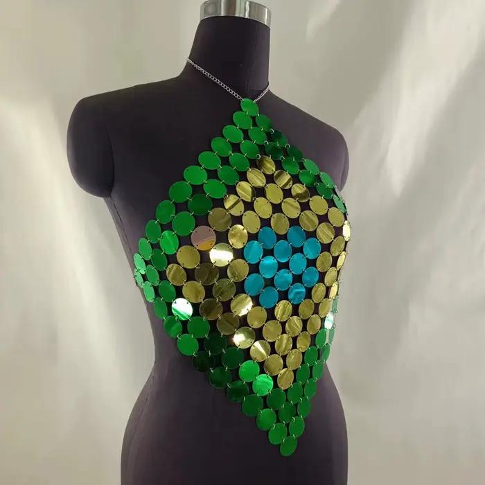 Haut court à paillettes Bling pour femmes