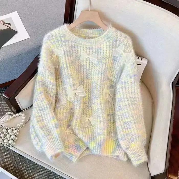 Pull col rond à nœud pour femme 206 – Nouvelle collection automne-hiver