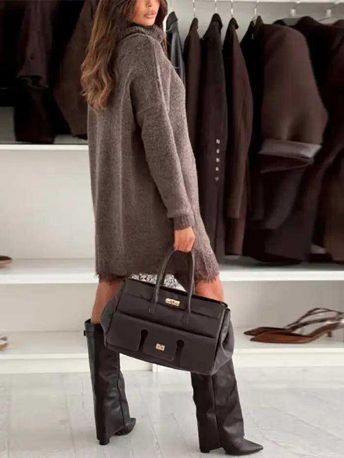 Pull surdimensionné à col roulé pour femmes