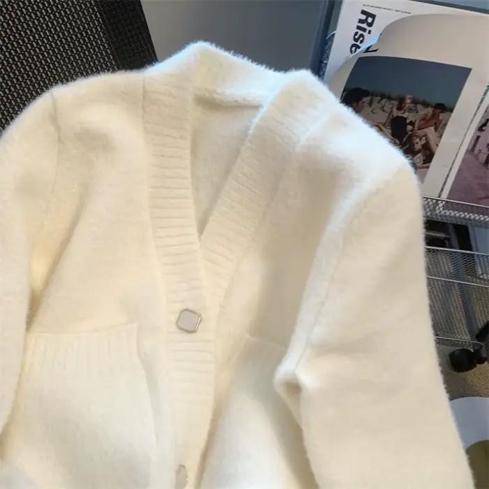 Kawaii hauts en tricot pour femme Cardigan hiver bouton mignon pull