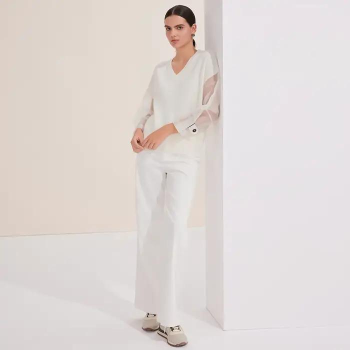 Pull surdimensionné élégant à col en V pour femme