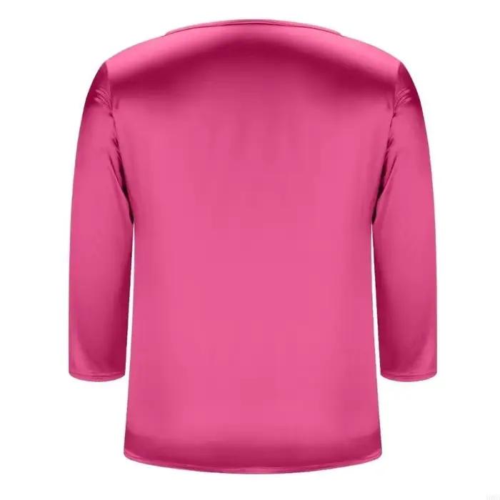 Hauts en satin soie pour femmes, chemisier à manches 3/4, chemise à col rond, tenues d'affaires décontractées