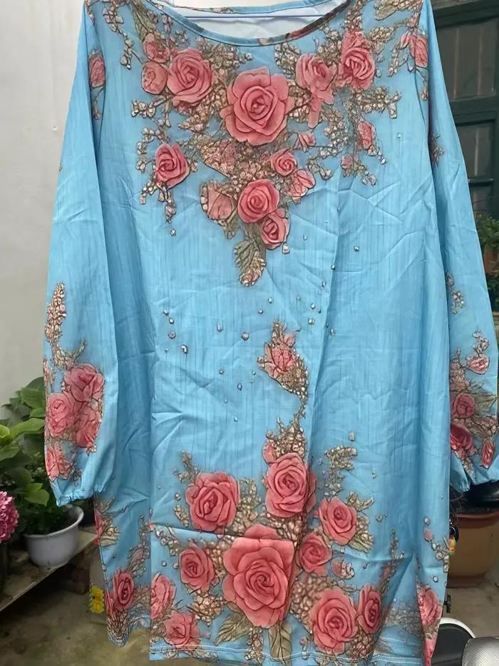 Chemisier col en v lanterne à manches longues coupe ample dame motif de fleur 3D haut décontracté pull femmes chemise usage quotidien