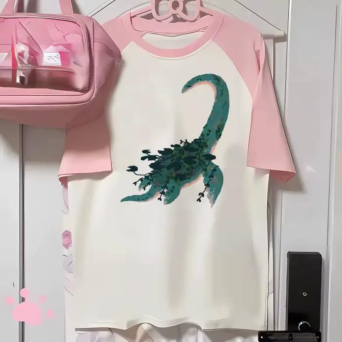 T-Shirt Dinosaure Pour Femme Style Décontracté Dessin Animé Occasions Spéciales Garde-Robe Mode Nostalgique Anneés 2000