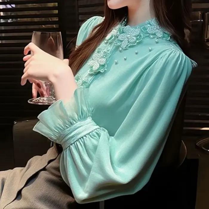 Haut en velours vert menthe pour femme