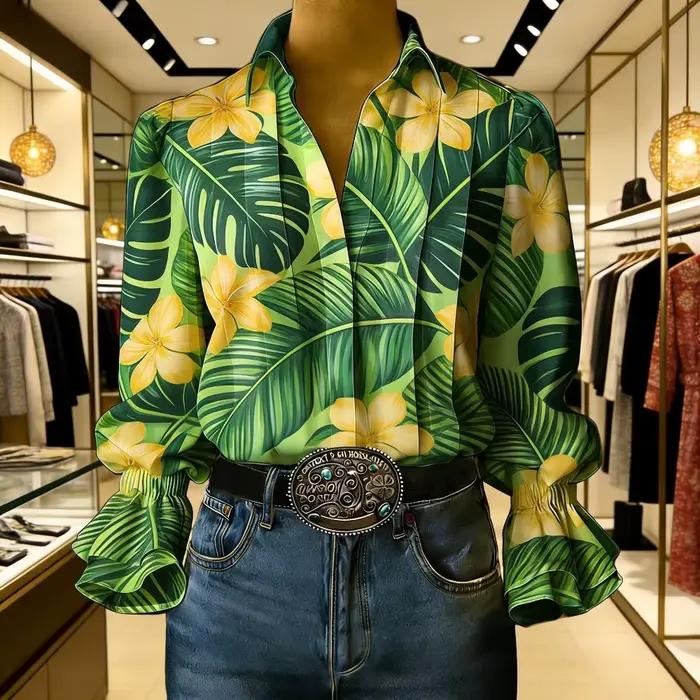 Chemise élégante pour femme à motif encre d'eau
