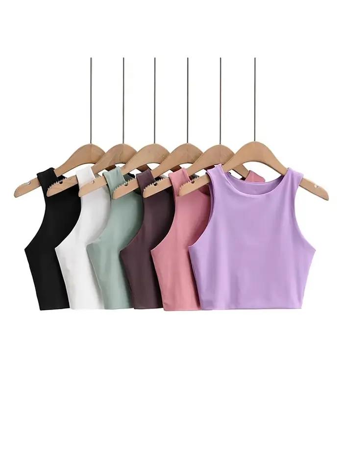Débardeur sexy et slim pour femmes, polyester élasthanne, haute élasticité, style club, été 2023, six couleurs disponibles