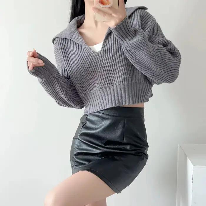 Pull tricoté Joker à gros revers pour femmes