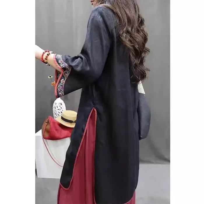 Chemise élégante rétro en coton ample à fleurs pour femmes grandes tailles, confortable, pour le bureau et occasions spéciales