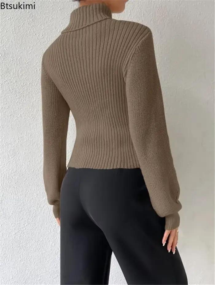 Pull en maille chic à col montant pour femme 2026