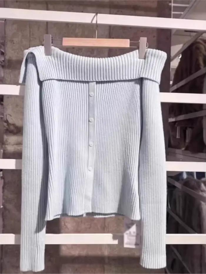 Pull en tricot à épaules dénudées pour femmes