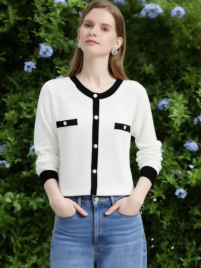 Je vous crois femmes français Tweed chandails célébrité léger solide à manches longues laine tricots 2025 nouveau automne pull 2243145903