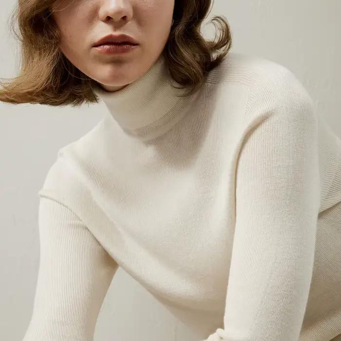 LILYSILK Pull à col roulé en mélange de soie et cachemire sans couture pour femme