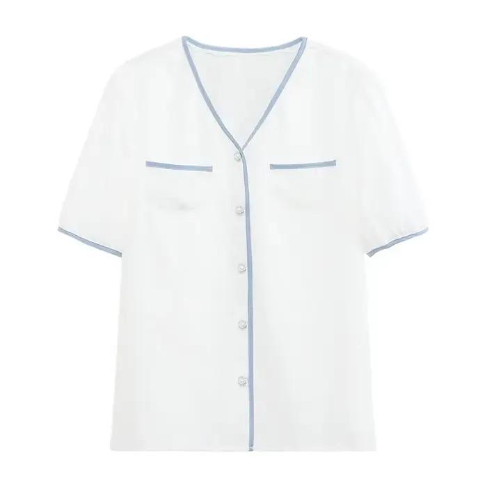 Je crois que vous chemisier blanc français bouffée manches courtes chemises et chemisiers en coton femmes hauts 2025 été femme chemise 2232055047