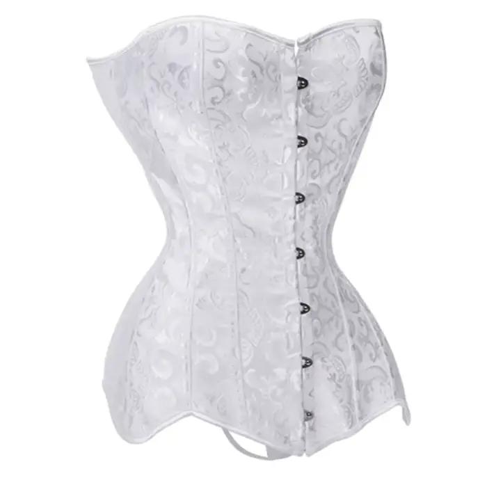 Femmes surbuste à lacets Corselet haut minceur taille contrôle Corset Bustier 14 spirale acier désossé Long torse Shapewear Corsets