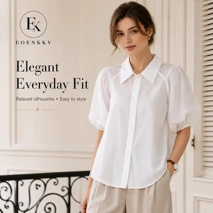 Chemisier Blanc Transparent à Manches Bouffantes Femme Style Français Élégant Haute Qualité Pour Occasions Spéciales Bureau