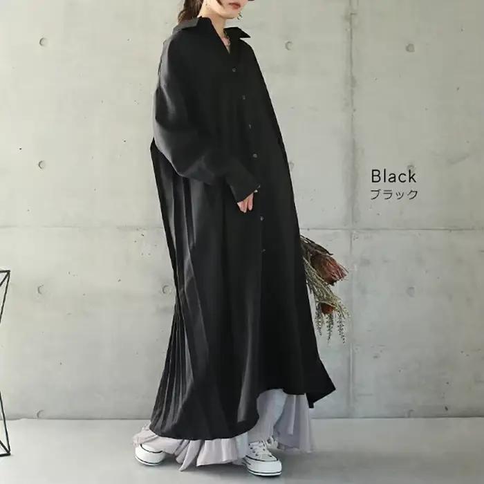 KUSAHIpastel-Robe chemisier longue décontractée pour femme