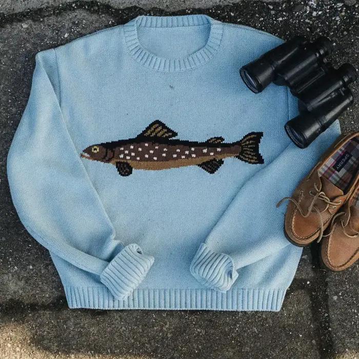 2025 Collection femmes O cou poisson broderie chandails Premium automne hiver couleur unie pulls décontracté