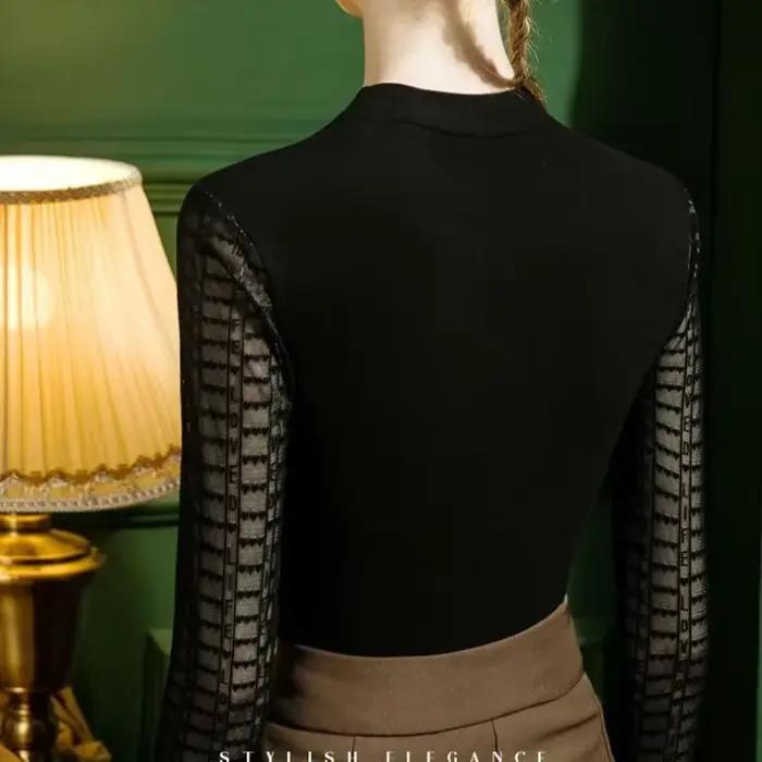 Haut en maille polyester pour femmes, veste vintage à manches longues, style bureau dame, mode coréenne Y2K, automne hiver