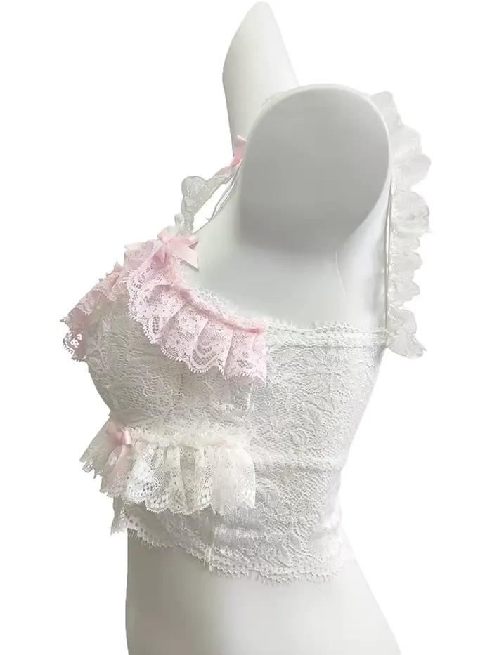 Haut court en dentelle mignonne pour femmes