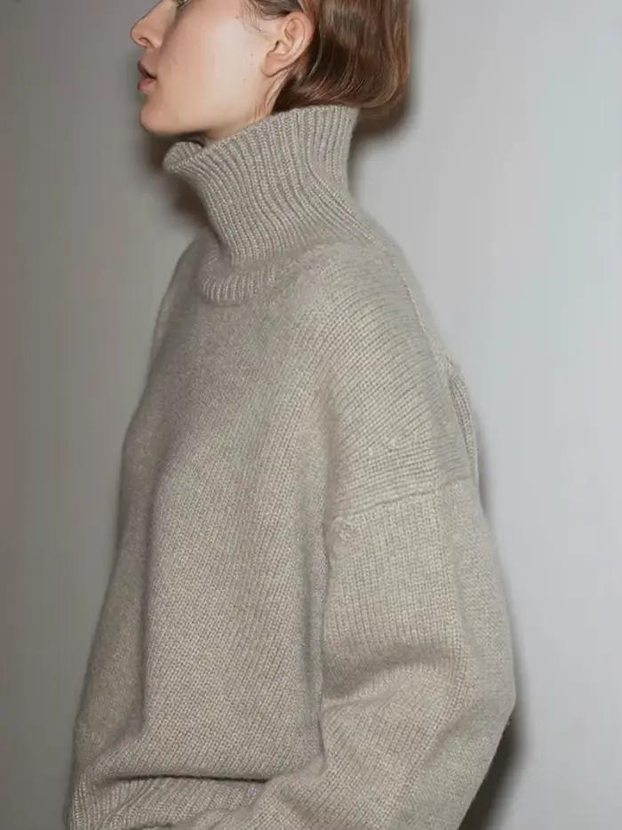 Pull à col roulé européen pour femme