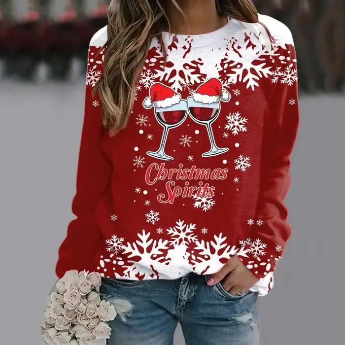 Sweat-shirt de noël bonhomme de neige imprimé 3D pour femmes