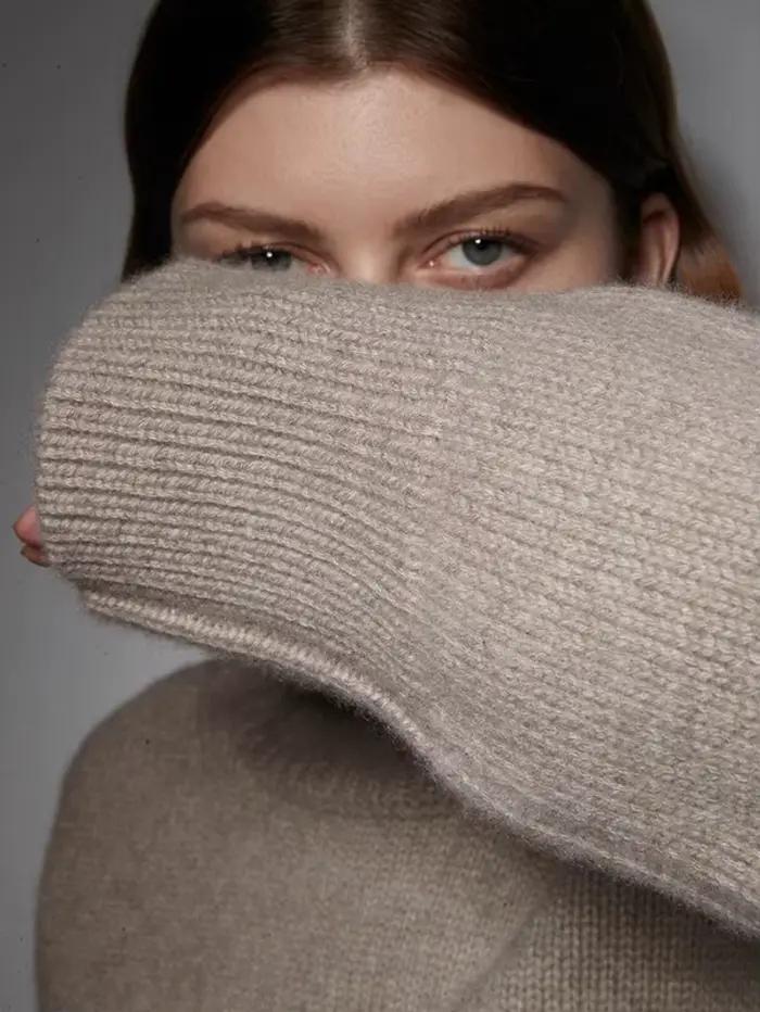 Pull à col roulé européen pour femme