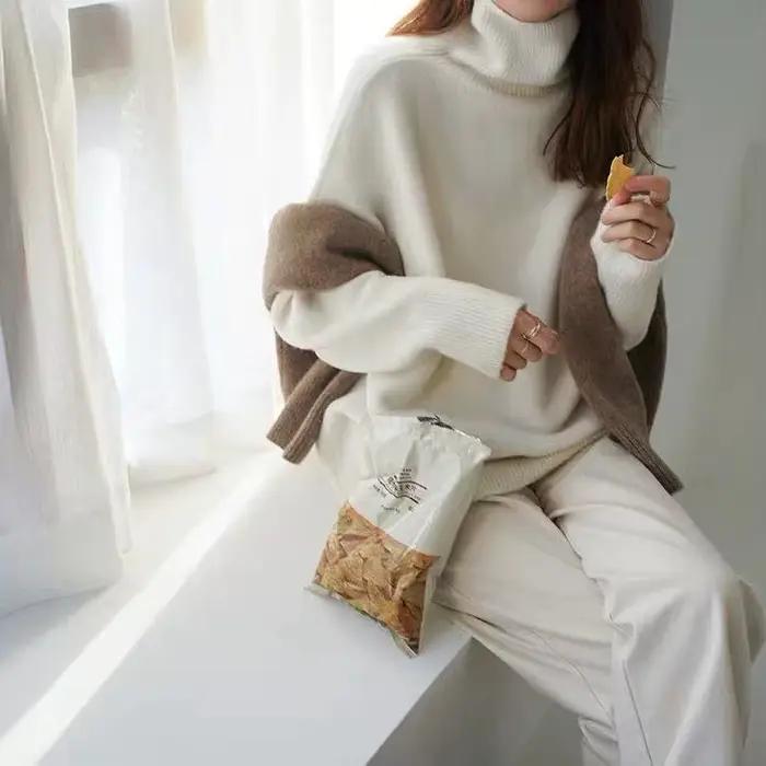 Pull en cachemire à col roulé pour femme