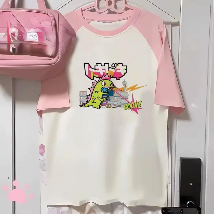 T-Shirt Dinosaure Pour Femme Style Décontracté Dessin Animé Occasions Spéciales Garde-Robe Mode Nostalgique Anneés 2000