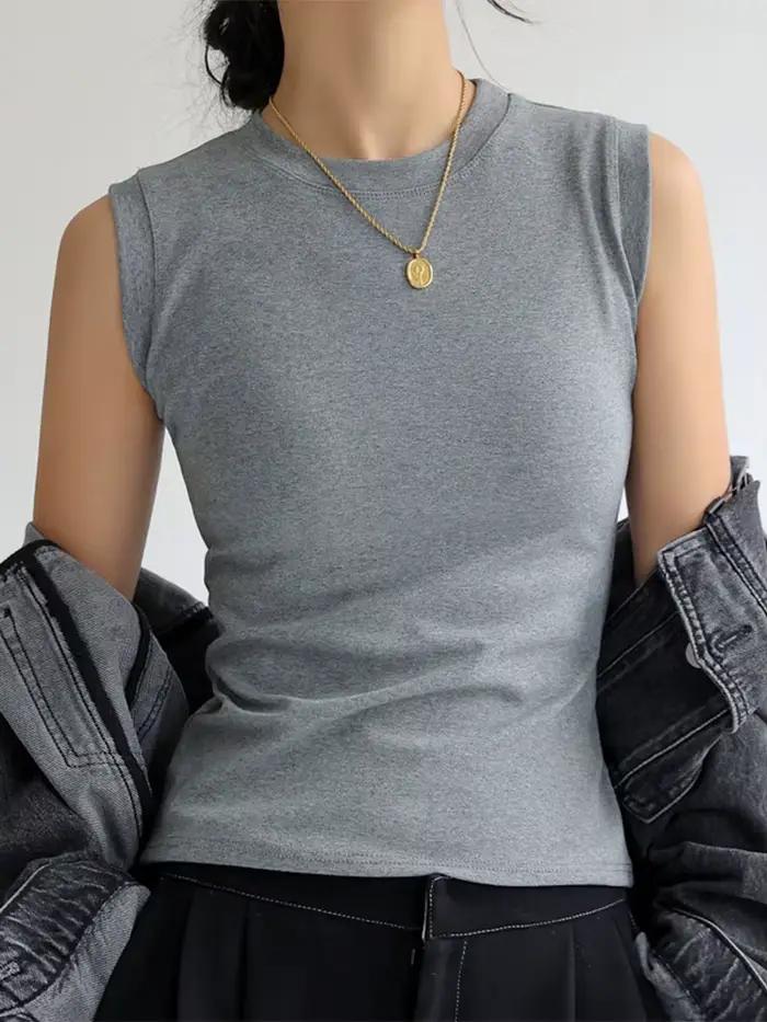 Camisole en coton à col rond pour femme
