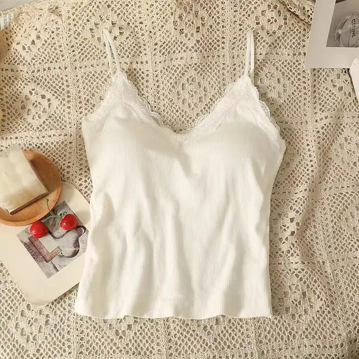 2025 CoquetteY2k vêtements coréen dentelle débardeur femmes recadrée mignon Camis Sexy blanc débardeurs femme sans manches noir gilet été