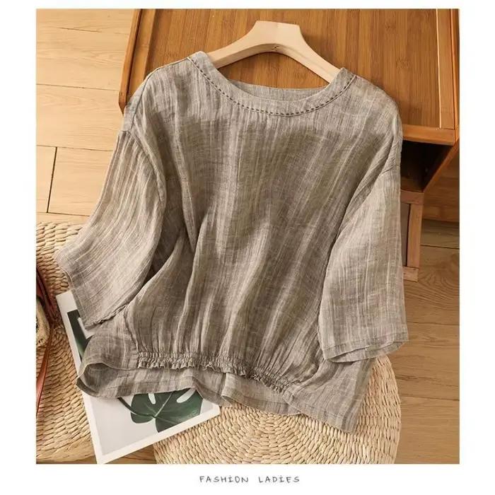 Chemisier vintage en lin pour femme