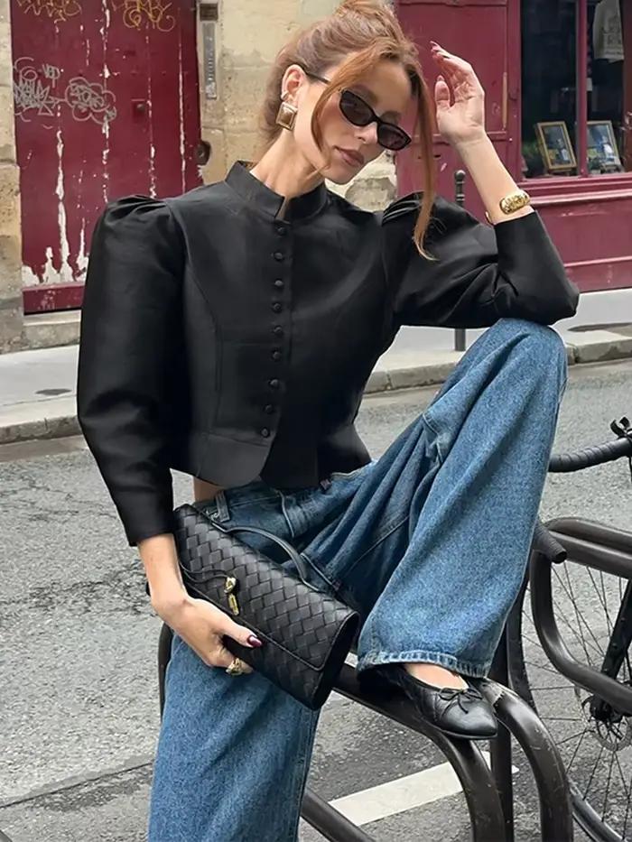 Chemisiers et Blouses Vintage en Satin pour Femmes