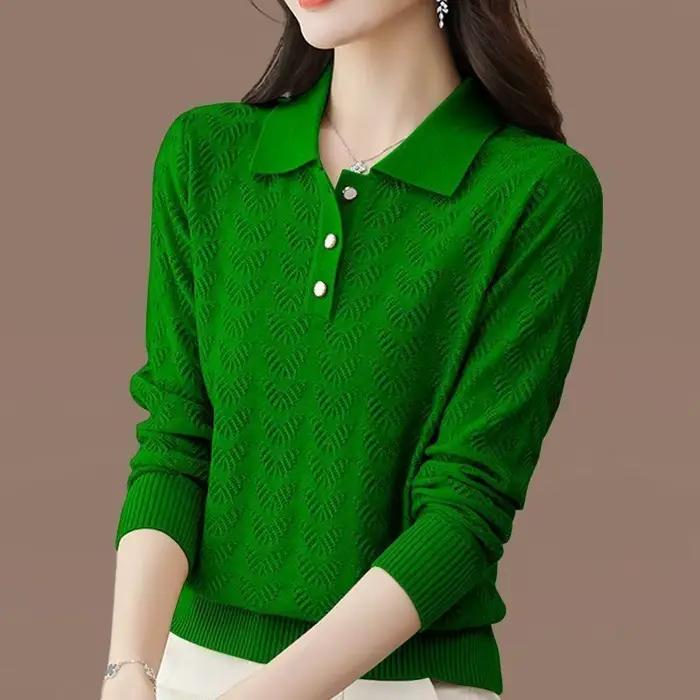 Pull tricoté à col en v pour femme