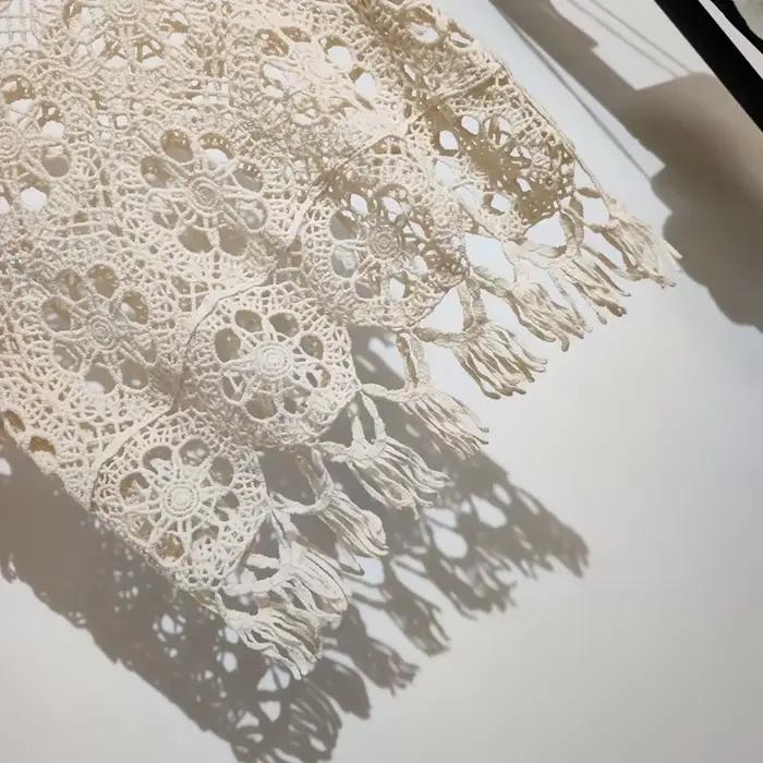 Haut en tricot au crochet Bohème brodé de fleurs pour femme, pull ouvert, polyesters et coton, tenue de vacances d'été et printemps
