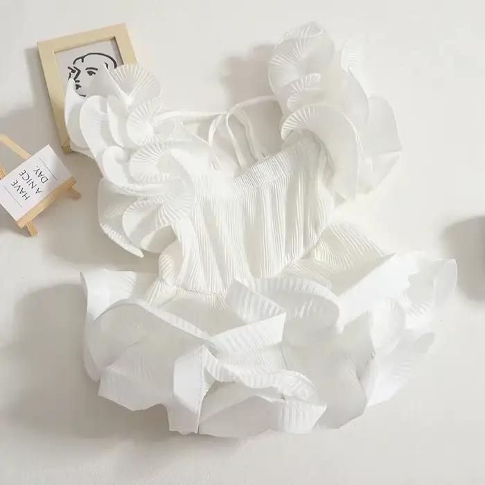 Chemise plissée à volants pour femmes