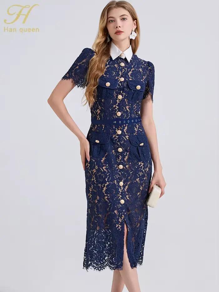Robe H Han Queen Polyester Patchwork Mi-mollet Décontractée Femme Occasions Spéciales
