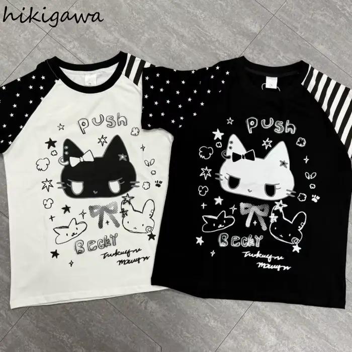 Hauts surdimensionnés T-shirts japonais 2025 femmes vêtements été Camisetas décontracté mode Y2k