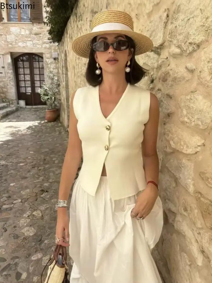 Hauts minimalistes confortables à deux boutons pour femmes