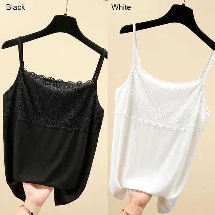 Gilet Uni en Polyester avec Dentelle Subtile pour Femmes Occasions Estivales Chic et Élégantes