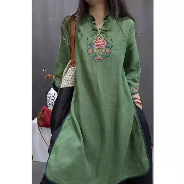 Chemise élégante rétro en coton ample à fleurs pour femmes grandes tailles, confortable, pour le bureau et occasions spéciales