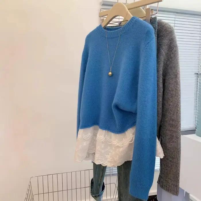 Pull tricoté à col rond pour femme